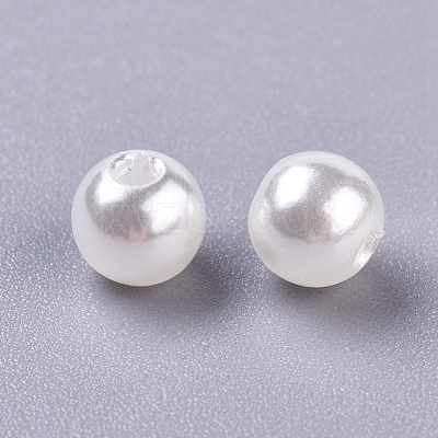 ABS Plastic Imitation Pearl Round Beads X-MACR-S789-6mm-01-1