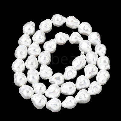 Electroplated Glass Shell Pearl Beads Strands BSHE-B009-D01-01-1