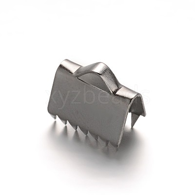 Tarnish Resistant 304 Stainless Steel Ribbon Crimp Ends STAS-G130-11C-1