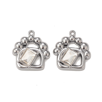 Rack Plating Alloy Glass Pendants PALLOY-P291-15B-01-1