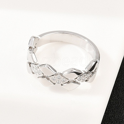304 Stainless Steel Micro Pave Cubic Zirconia Finger Rings for Women RJEW-K315-03P-1
