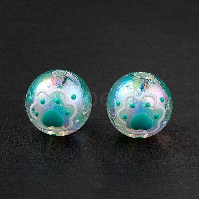 UV Plating Rainbow Iridescent Acrylic Enamel Beads OACR-I003-12A-1