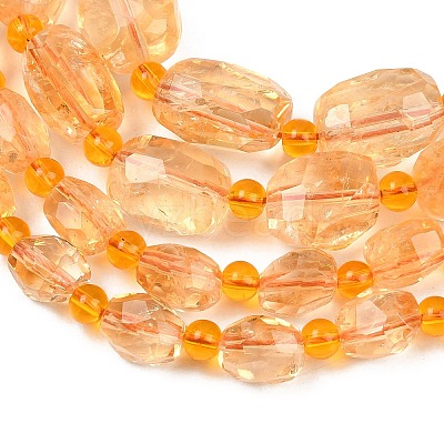 Heated Natural Citrine Beads Strands G-Z147-B01-03-1
