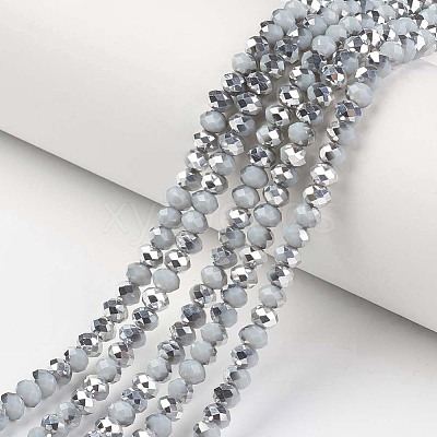 Electroplate Opaque Glass Beads Strands EGLA-A034-P8mm-M09-1