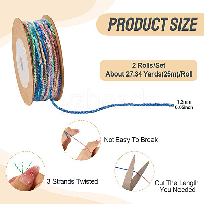 2 Rolls Segment Dyed Cotton Twisted String Cord OCOR-TA0002-95C-1