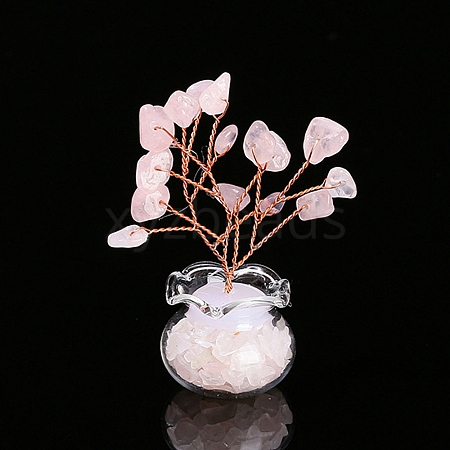 Natural Rose Quartz Chips Tree Decorations PW-WG5CB05-03-1
