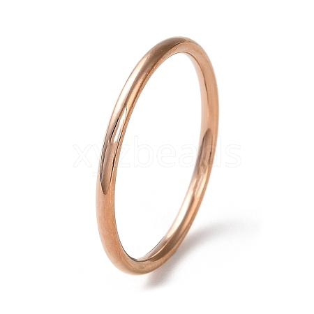 Ion Plating(IP) 304 Stainless Steel Simple Plain Band Finger Ring for Women Men RJEW-F152-04RG-1