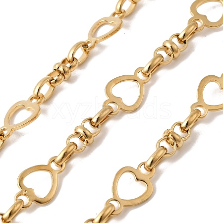 304 Stainless Steel Heart Link Chains CHS-K024-04G-1