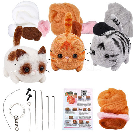 1 Set Cat Needle Felting Kit DIY-SC0030-17B-1