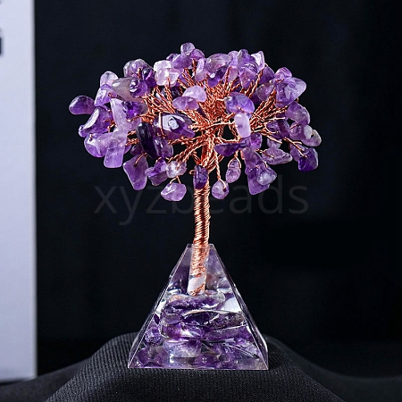 Natural Amethyst Chips Tree Decorations PW-WG80578-12-1