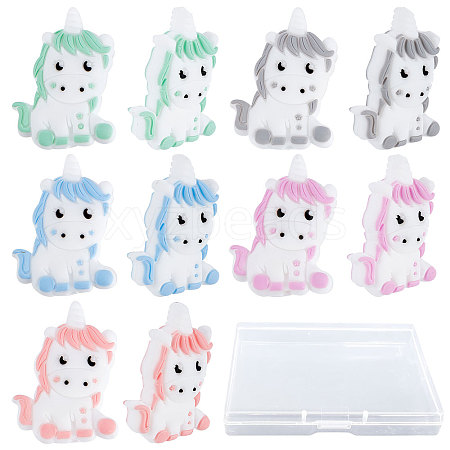 10Pcs 5 Colors Silicone Beads SIL-SC0001-13-1