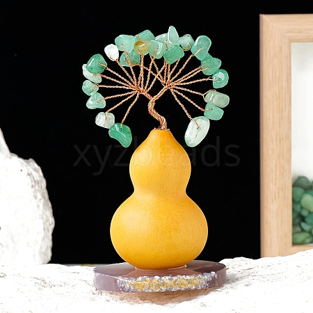 Natural Aventurine Chips Tree of Life Decorations with Gourd Base PW-WG64E85-01-1