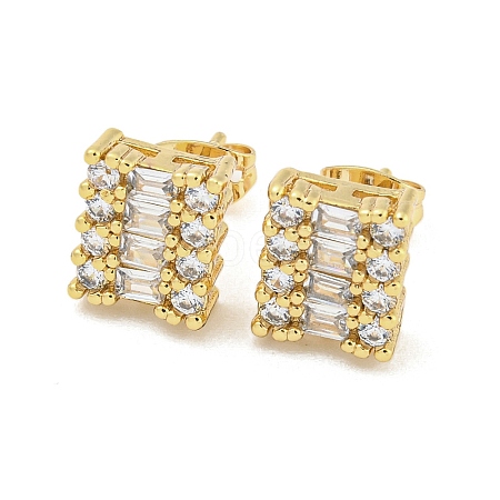 Brass Micro Pave Cubic Zirconia Ear Studs EJEW-P261-31G-1