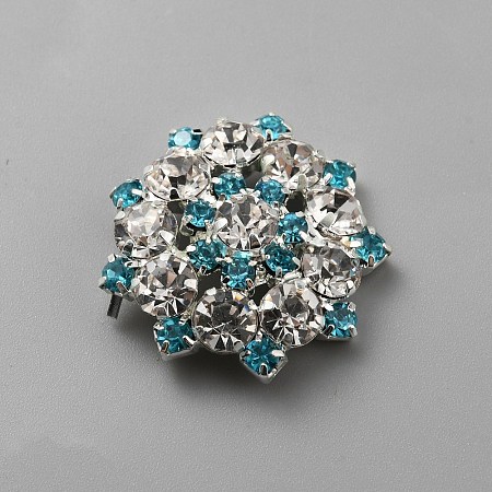1-Hole Alloy Rhinestone Shank Buttons BUTT-WH0020-35A-1