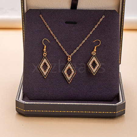 Alloy Rhinestone & Enamel Pendant Necklaces & Dangle Earrings Sets for Women FS-WGD52C4-15-1