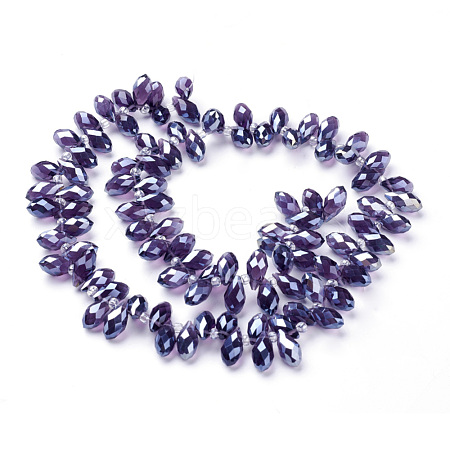 Electroplate Glass Faceted Teardrop Beads Strands EGLA-D014-11-1