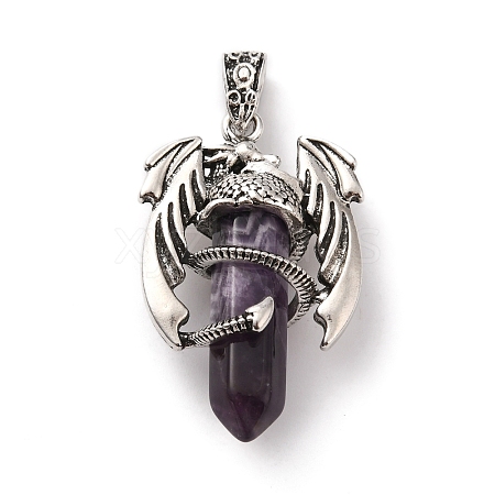 Natural Amethyst Pointed Pendants G-B042-04P-57-1