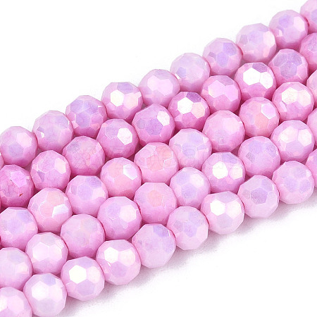 Anti-Tarnish Electroplate Glass Beads Strands EGLA-T021-4mm-15-01-1