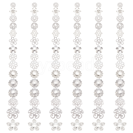 90Pcs 15 Styles Brass Bead Caps KK-PH0012-19A-1