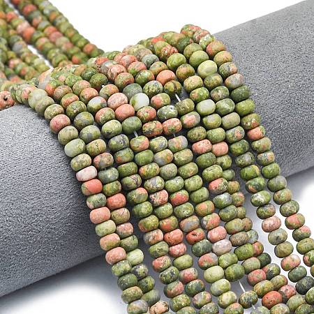 Natural Unakite Beads Strands G-P575-A12-6x4mm-01-1