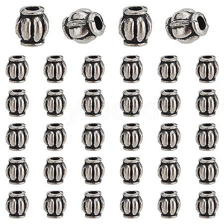 100Pcs Barrel Tibetan Style Alloy Spacer Beads TIBEB-LP0001-04-1