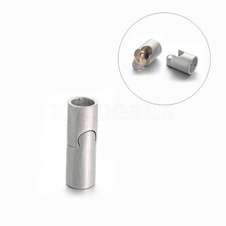 Column 304 Stainless Steel Matte Surface Magnetic Clasps with Glue-in Ends STAS-M195-25B-1