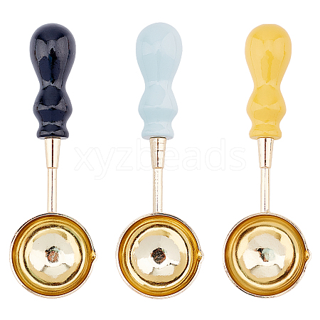 CRASPIRE Beech Handle Wax Sealing Stamp Melting Brass Spoon TOOL-CP0001-11-1