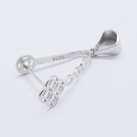 Anti-Tarnish Rhodium Plated 925 Sterling Silver Micro Pave Cubic Zirconia Pendant Bails STER-E054-13P-1