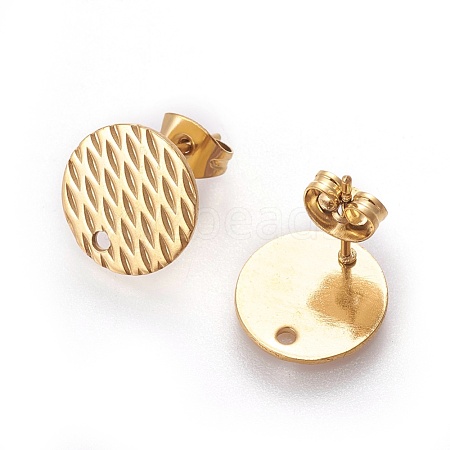 Ion Plating(IP) 304 Stainless Steel Ear Stud Findings STAS-O119-16C-G-1
