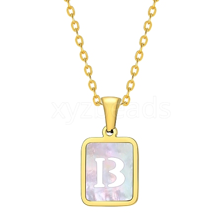 Shell Rectangle Pendant Initial Necklaces PW-WGEBFCF-02-1