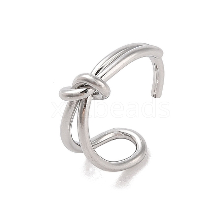 Non-Tarnish Simple Knotted 304 Stainless Steel Open Cuff Ring for Women Men RJEW-Z038-04P-1