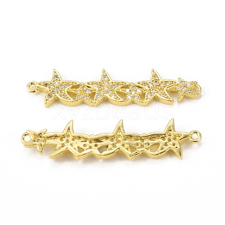 Brass Micro Pave Clear Cubic Zirconia Connector Charms KK-E068-VB075-1