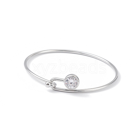 Clear Cubic Zirconia Diamond Bangle BJEW-G670-01P-1