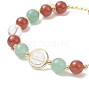 Natural Mixed Gemtone Beaded Stretch Bracelets with Alloy Enamel Christmas Tree Charms BJEW-TA00267-4
