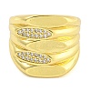 Brass Micro Pave Cubic Zirconia Cuff Finger Rings RJEW-B069-02G-2