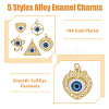 DICOSMETIC 30Pcs 5 Styles Rack Plating Alloy Enamel Evil Eye Pendants FIND-DC0002-43-4