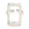 Non-Tarnish 304 Stainless Steel Hollow Rectangle Cuff Ring for Women RJEW-A043-15P-2