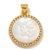 Rack Plating Brass Micro Pave Clear Cubic Zirconia Flat Round Pendants KK-U025-10G-02-1