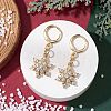 Christmas Snowflake Brass Micro Pave Clear Cubic Zirconia Hoop Earrings EJEW-JE06158-01-2