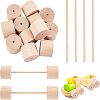 Olycraft 12Pcs Schima Wood Vehicle Wheels and 12Pcs Schima Wood Sticks DIY-OC0004-20-1