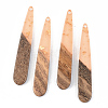 Transparent Resin & Walnut Wood Pendants RESI-S389-039A-B-2