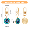 DICOSMETIC 4Pcs 4 Colors Round Evil Eye Rhinestone Enamel Pendant Decorations HJEW-DC0001-08-2