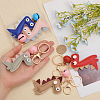 CHGCRAFT 5Pcs 5 Colors Cartoon Cute Bell Dinosaur Keychain KEYC-CA0001-50-3