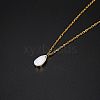 Opalite Teardrop Pendant Necklace with Stainless Steel Chains JD6752-1-3