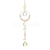 Glass Beads &  Natural Rose Quartz Chip Beads & Brass Hanging Suncatchers HJEW-JM04994-02-1