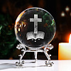 Inner Carving Cross Glass Crystal Ball Diaplay Decoration PW-WG6269E-01-1