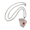 Alloy Full Crystal Rhinestone Playing Cards Pendant Necklaces NJEW-R001-01P-01-3