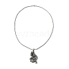Alloy Dragon Pendant Necklace with 201 Stainless Steel Box Chains NJEW-D053-02AS-1