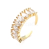 Clear Cubic Zirconia Horse Eye Open Cuff Ring for Women RJEW-C018-04G-4