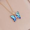 Fashionable Gradient Butterfly Alloy Glass Pendant Necklace LK8571-5-1